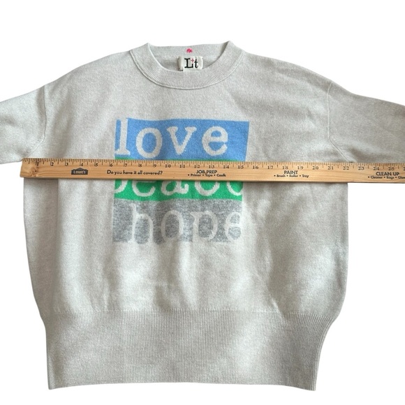 Label & Thread Stone Cream Cashmere Sweater with Love Peace Hope Design - Picture 8 of 11